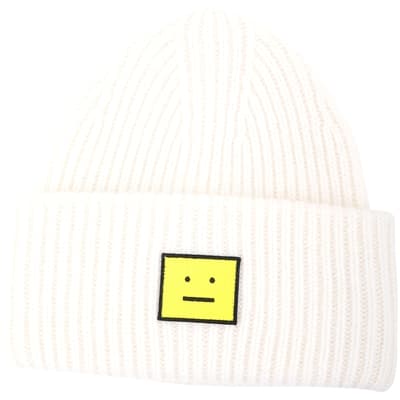 Acne Studios Face 黃色人臉刺繡徽章羊毛針織帽(白色)
