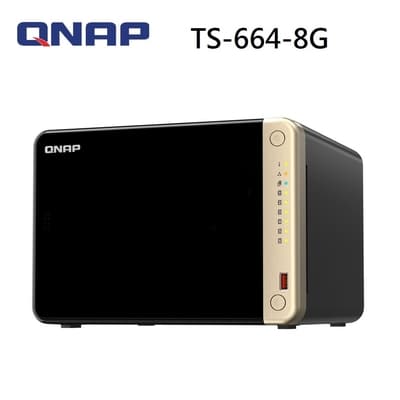 QNAP 威聯通 TS-664-8G 含 WD 紅標Plus 3TB 6顆 6Bay NAS 網路儲存伺服器