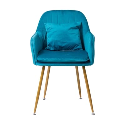樂嫚妮 絨布貝殼椅-贈抱枕-北歐風餐椅/梳妝椅/網美椅/休閒椅-深藍