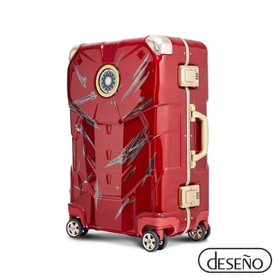 【Deseno 笛森諾】光燦魔力II系列 20吋鋁框行李箱戰損版(印度紅)