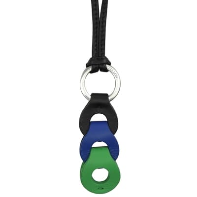 BOTTEGA VENETA 編織結造型皮繩頸掛式鑰匙圈/吊飾(黑/藍/綠)