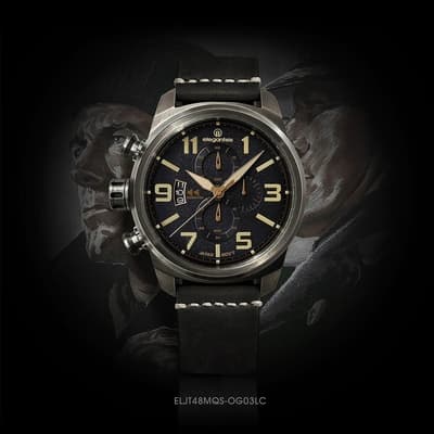 elegantsis 愛樂時 JT48復古軍事風計時手錶-暗夜灰 ELJT48MQS-OG03LC