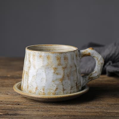 復古手作陶咖啡杯碟組-斑駁(陶瓷 馬克杯 咖啡杯 水杯 茶杯 杯子 杯)
