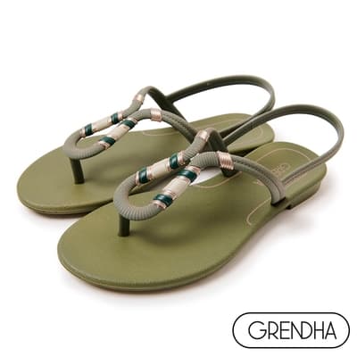 Grendha 圖坦卡門平底涼鞋-橄欖