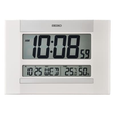 SEIKO 日本精工 溫溼度顯示 座掛兩用 電子鐘(QHL088W)-18X26cm