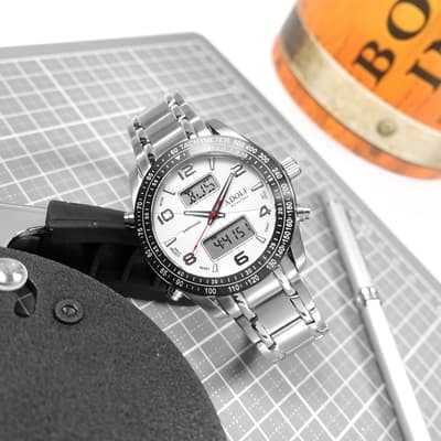 羅梵迪諾 Roven Dino 運動潮流 雙顯 世界時間 計時碼錶 防水 不鏽鋼手錶-白色/45mm