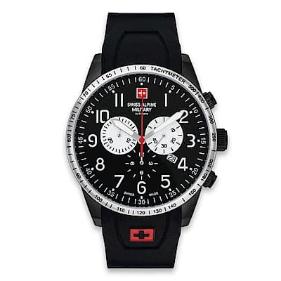 瑞士阿爾卑斯錶S.A.M 狂蜂系列-大黃蜂/黑錶盤/橡膠錶帶/三眼計時/45mm