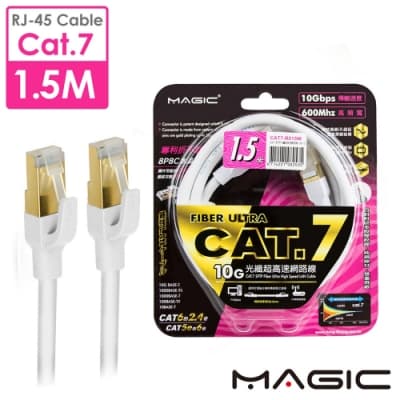 MAGIC Cat.7 SFTP圓線26AWG光纖超高速網路線(專利折不斷接頭)-1.5M