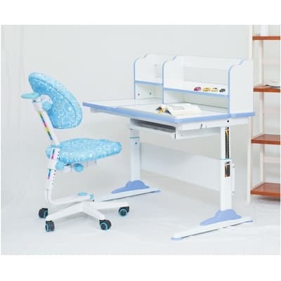AS-艾維兒童可調式升降藍色書架+書桌(不含椅)-120x60x56~81(兩色可選)