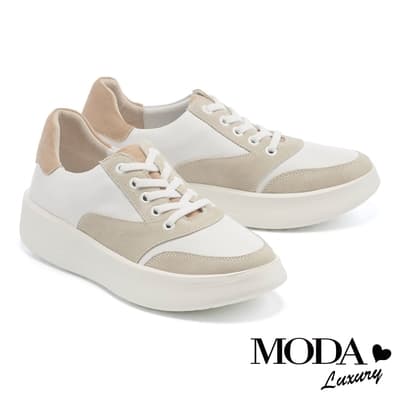 休閒鞋 MODA Luxury潮感拼色綁帶厚底休閒鞋－咖