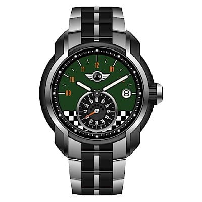 MINI Swiss Watches 旗幟飄飄賽車錶(MINI-49ES)-綠/45mm