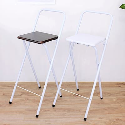 E-Style 鋼管(木製椅座)高腳折疊椅/吧台椅/高腳椅/櫃台椅/餐椅-二色-4入