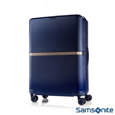 Samsonite新秀麗 28吋MINTER可擴充防盜拉鍊PC前掛釦TSA避震飛機輪托運行李箱(海軍藍)