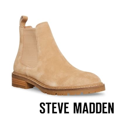 STEVE MADDEN-LEOPOLD 麂皮切爾西短靴-卡其色