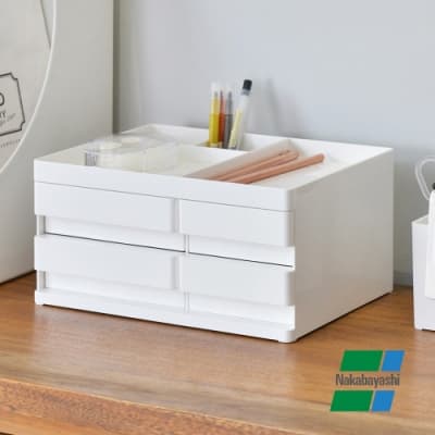 日本仲林 方豆腐桌上型文具分隔收納盒(4抽)-M (化妝品/小物/手工藝品/裁縫工具)