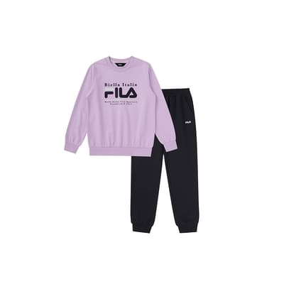 FILA KIDS 女童長袖針織套裝-紫色 5WTW-8910-PL
