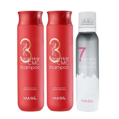 MASIL 3次方胺基酸修復洗髮精300mlx2 + 7奇頭皮泡泡液150mlx1(舒爽SPA三入組)
