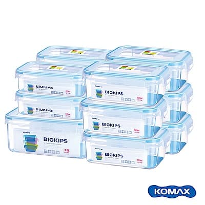 韓國KOMAX BIOKIPS耐熱方形保鮮盒12件組670ml、900ml、2000ml