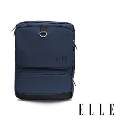 ELLE 都市再生系列-輕量尼龍機能雙層15吋筆電後背包-藍 EL83935