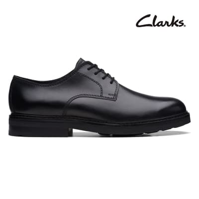 【Clarks】Craft Evan Lace 男款優質皮革時尚圓頭德比鞋 黑色(CLM69145D)