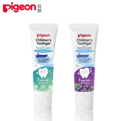 日本《Pigeon 貝親》兒童含氟牙膏(葡萄/原味)任選