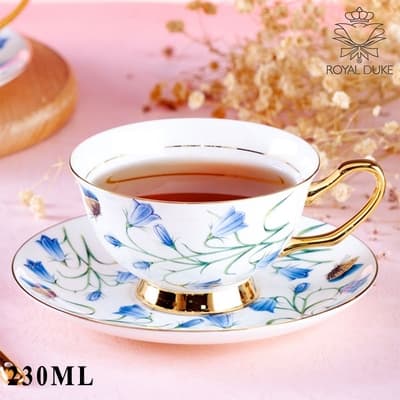 【Royal Duke】骨瓷咖啡對杯-藍桔梗(杯 水杯 杯子 咖啡杯 咖啡對杯 馬克杯 午茶杯 午茶組 花茶杯 伴手禮)
