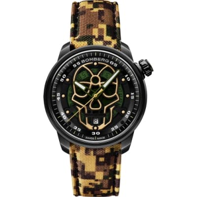 BOMBERG 炸彈錶BB-01 系列軍綠迷彩骷髏頭限量機械錶-43mm