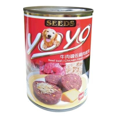 【Seeds 聖萊西】yoyo愛犬機能餐罐-牛肉醬佐雞肉起司(375gX24罐)