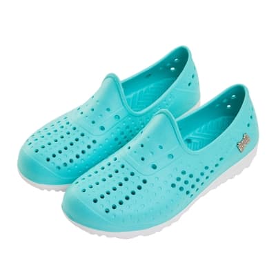 迪士尼親子鞋 奇奇蒂蒂 造型飾釦防水輕量休閒洞洞鞋-水(柏睿鞋業)