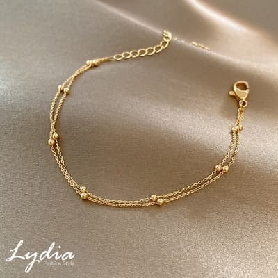 【Lydia】金色復古高級感雙層別緻氣質手鍊(金)