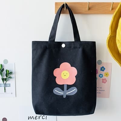 【素包包】可愛日系花朵圖案便當小物手提袋(4色任選)