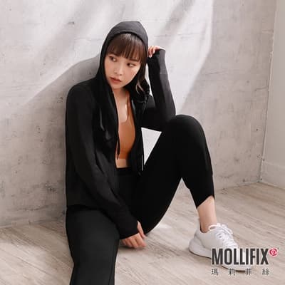 【銀纖維抗菌系列】Mollifix 瑪莉菲絲 彈力修身訓練外套 (黑)