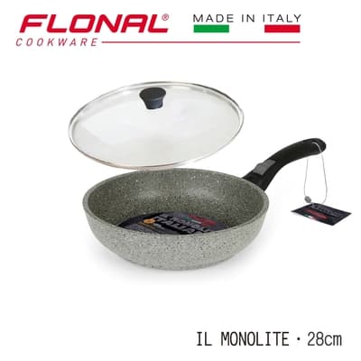【Flonal】IL MONOLITE平底深鍋28cm-附玻璃蓋