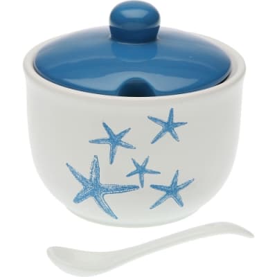 《VERSA》附匙陶製調味罐(藍海星)