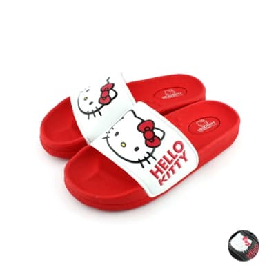HELLO KITTY艾樂跑女鞋-一片式輕量涼拖鞋-白紅/黑(914005)