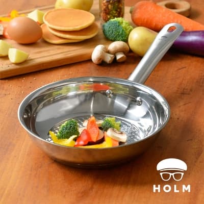 丹麥HOLM 單柄耐磨不鏽鋼平底煎鍋-20cm