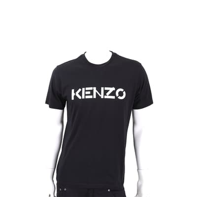 KENZO 品牌字母黑色棉質TEE T恤(男款)