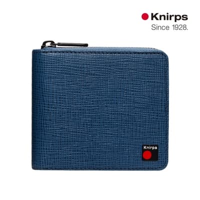 Knirps 德國紅點 RFID 10卡拉鍊零錢包短夾 / 皮夾- 十字紋藍