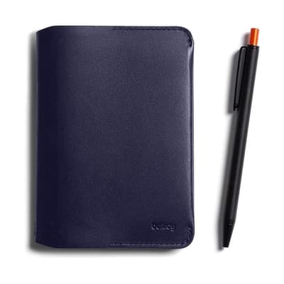 Bellroy A5筆記本+圓珠筆 優質皮革保護套 護照套 護照夾-藍色
