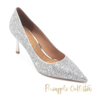 Pineapple Outfitter-GASHA-1 奢華亮鑽尖頭高跟鞋-銀色