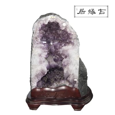 古緣居 巴西天然紫水晶洞 +木製底座(41.6公斤)
