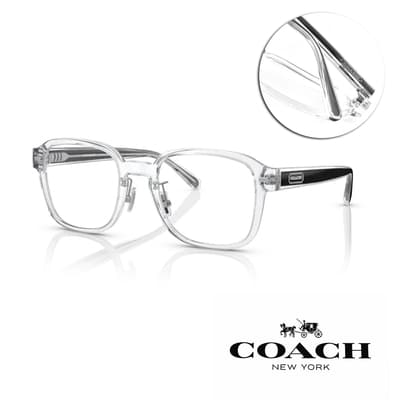 COACH徽章方框撞色膠框光學眼鏡/透明 黑#HC6199 5111