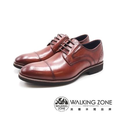 WALKING ZONE(男)一線條商務上班皮鞋 男鞋-棕色