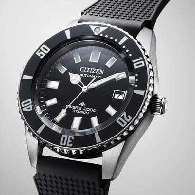 CITIZEN 星辰 限量 鈦 1977征服潛水復刻機械錶-銀x黑/41mm NB6021-17E