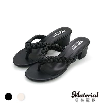 Material瑪特麗歐 MIT跟鞋 編織夾腳圓頭跟鞋 T3996