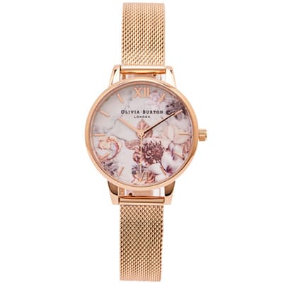OLIVIA BURTON 花采盎然款米蘭錶帶手錶-花朵面/30mm