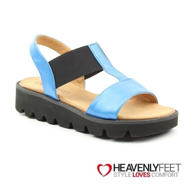 HEAVENLYFEET英國舒適品牌素色工字鬆緊帶休閒涼鞋-RITZ(藍)