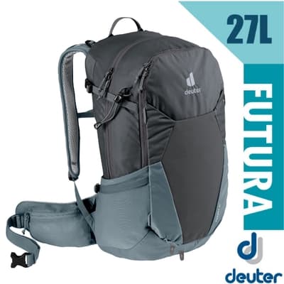 Deuter Futura 27L 輕量網架式透氣背包(附原廠防水背包套)_黑/水藍