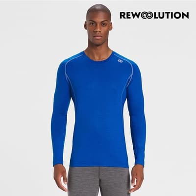 【Rewoolution】男TOMMY 140g長袖T恤[寶藍] 羊毛衣 長袖T恤 登山必備 吸濕排汗 REBB1MC70155