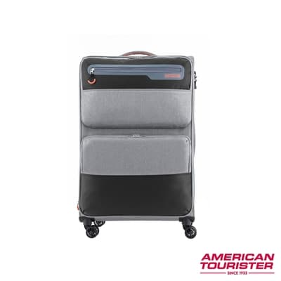 AT美國旅行者  31吋TIMO布面拼接可擴充TSA行李箱 (潮流灰)